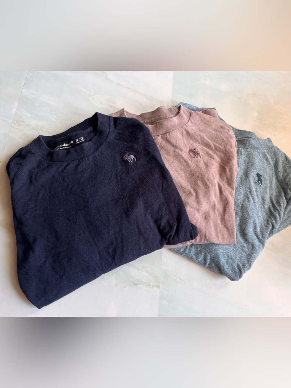 abercrombie kids 3 pack Crewneck Tees long sleeve tee t-shirt black brown green